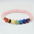 Pulsera de Cuarzo Rosa Chakra de Cuentas Redondas 8mm - Amor Nutritivo