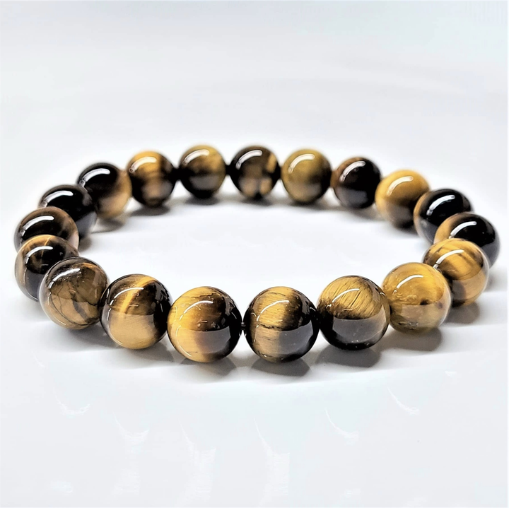 Pulsera de Cuentas Redondas de Ojo de Tigre - Confianza Arraigada