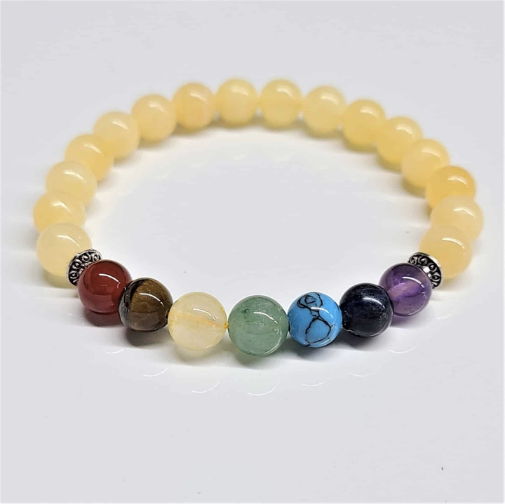 Pulsera de Cuentas Redondas de Jade Amarillo para Chakras de 8mm - Fortuna Radiante