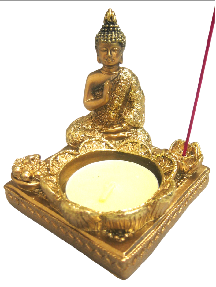 Tea Light and Incense Holder - Sitting Buddha