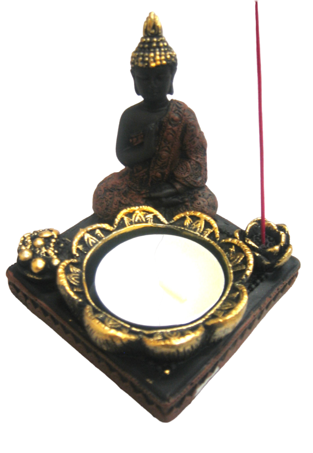 Tea Light and Incense Holder - Sitting Buddha