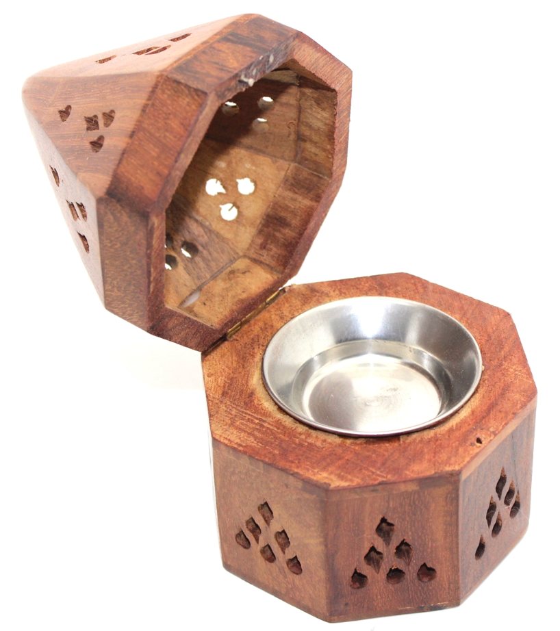 Quemador de Incienso - Cono/Carbón de Templo de Madera 5.5"H