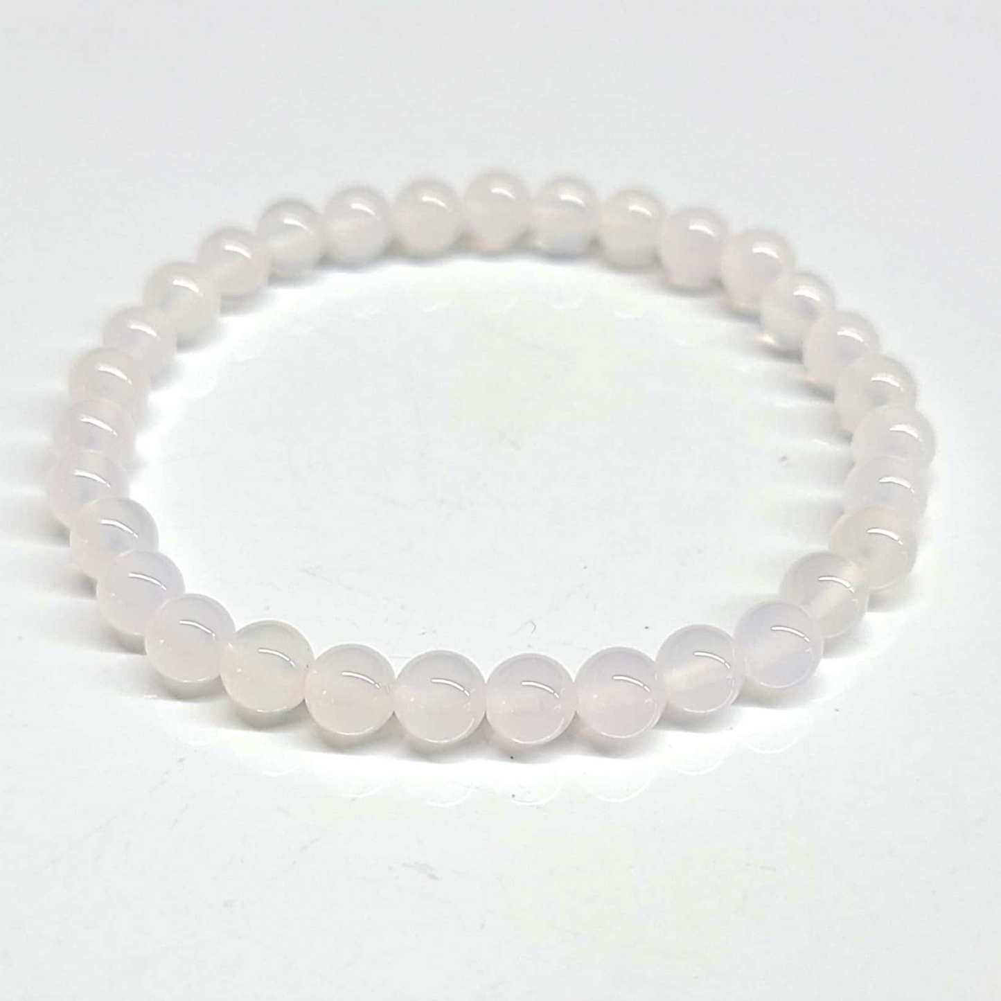 Pulsera de cuentas redondas de calcedonia - Tranquilidad calmante