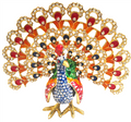 Pavo Real Azul con Plumas Multicolor Abiertas y Erguidas - Caja de Joyas TRNK-5111