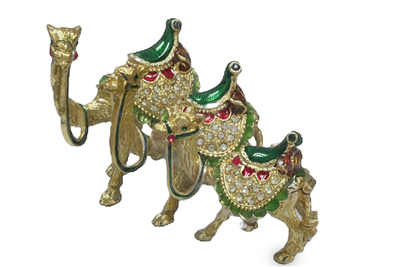 Set 3 Camellos con Asientos Verdes - Joyero de Pedrería - TRNK-4841