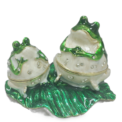 Dos ranas en una hoja - Joyero de abalorios - TRNK-2919