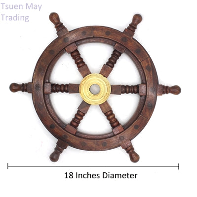 Timón de barco náutico de madera de 18" de diámetro