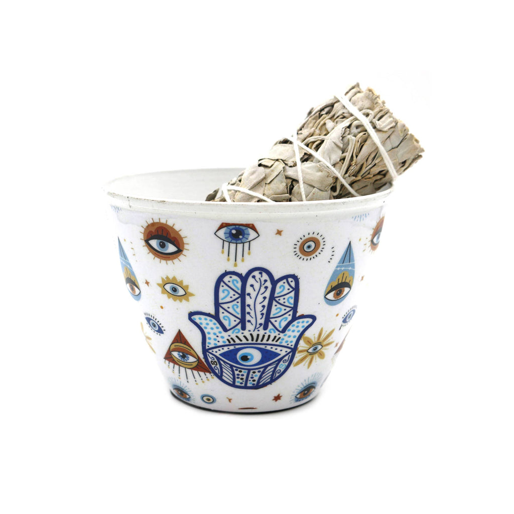 Metal Smudging Bowl - Hamsa Hand (4 in.)