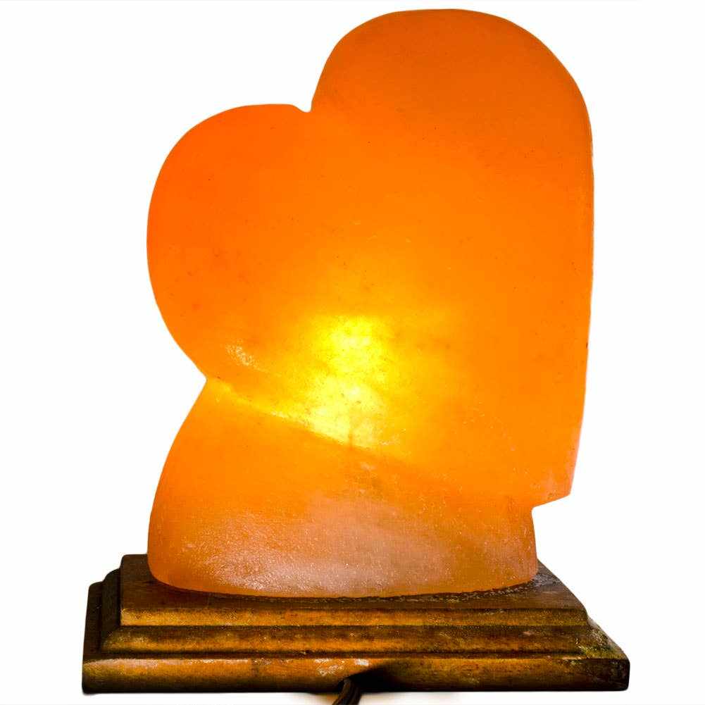 Lámpara de sal en forma de corazón - 10" promedio - Cable, foco, regulador de intensidad