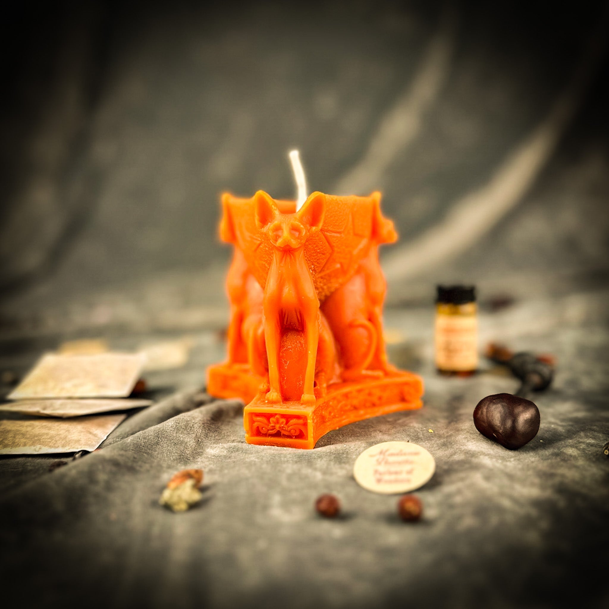Kit de hechizo de vela de triple protección Bastet - Protección de la Diosa y magia familiar