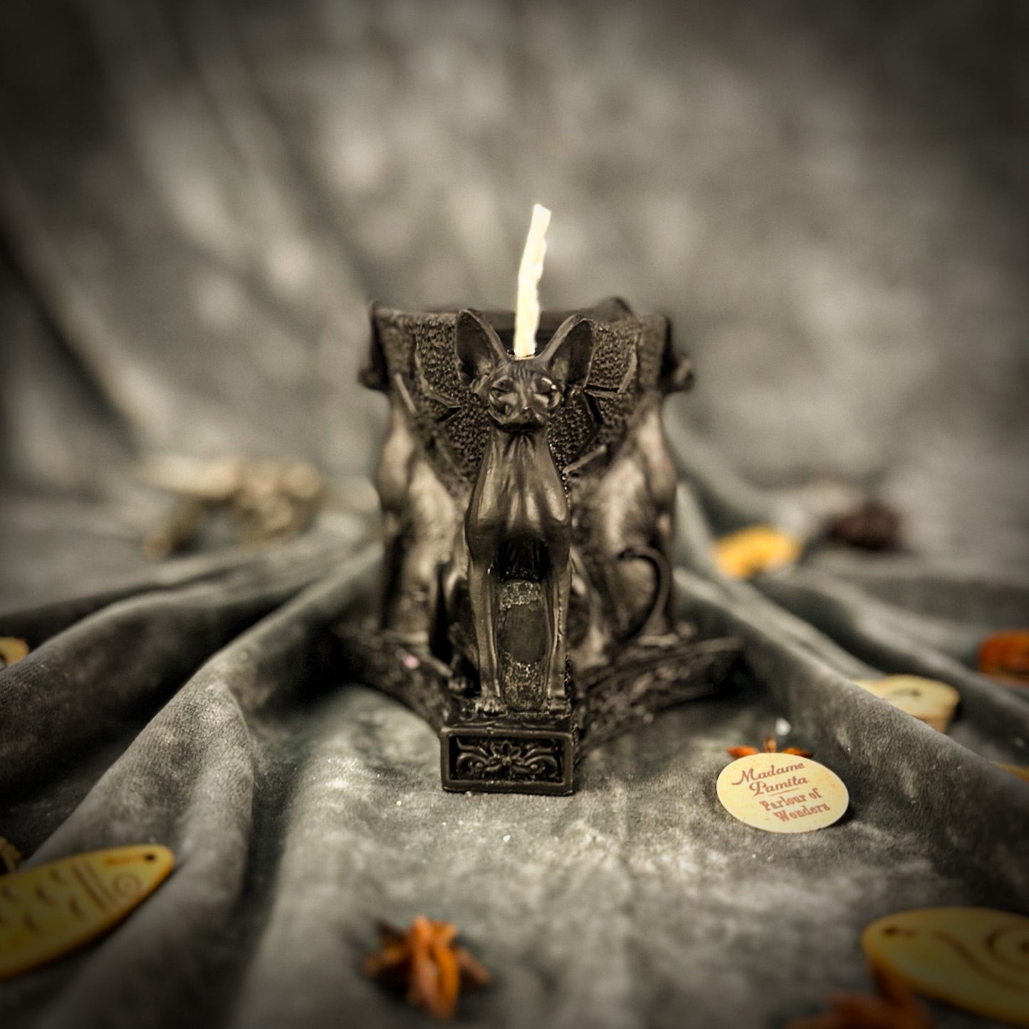 Kit de hechizo de vela de triple protección Bastet - Protección de la Diosa y magia familiar