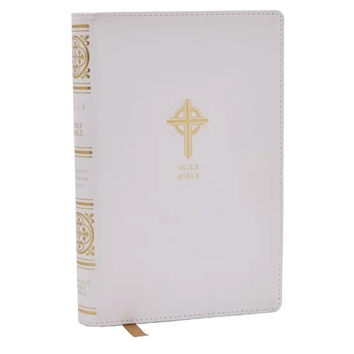 Nrsvce Sacramentos de Iniciación Biblia Católica, Piel Suave Blanca, Comfort Print - Piel de Imitación
