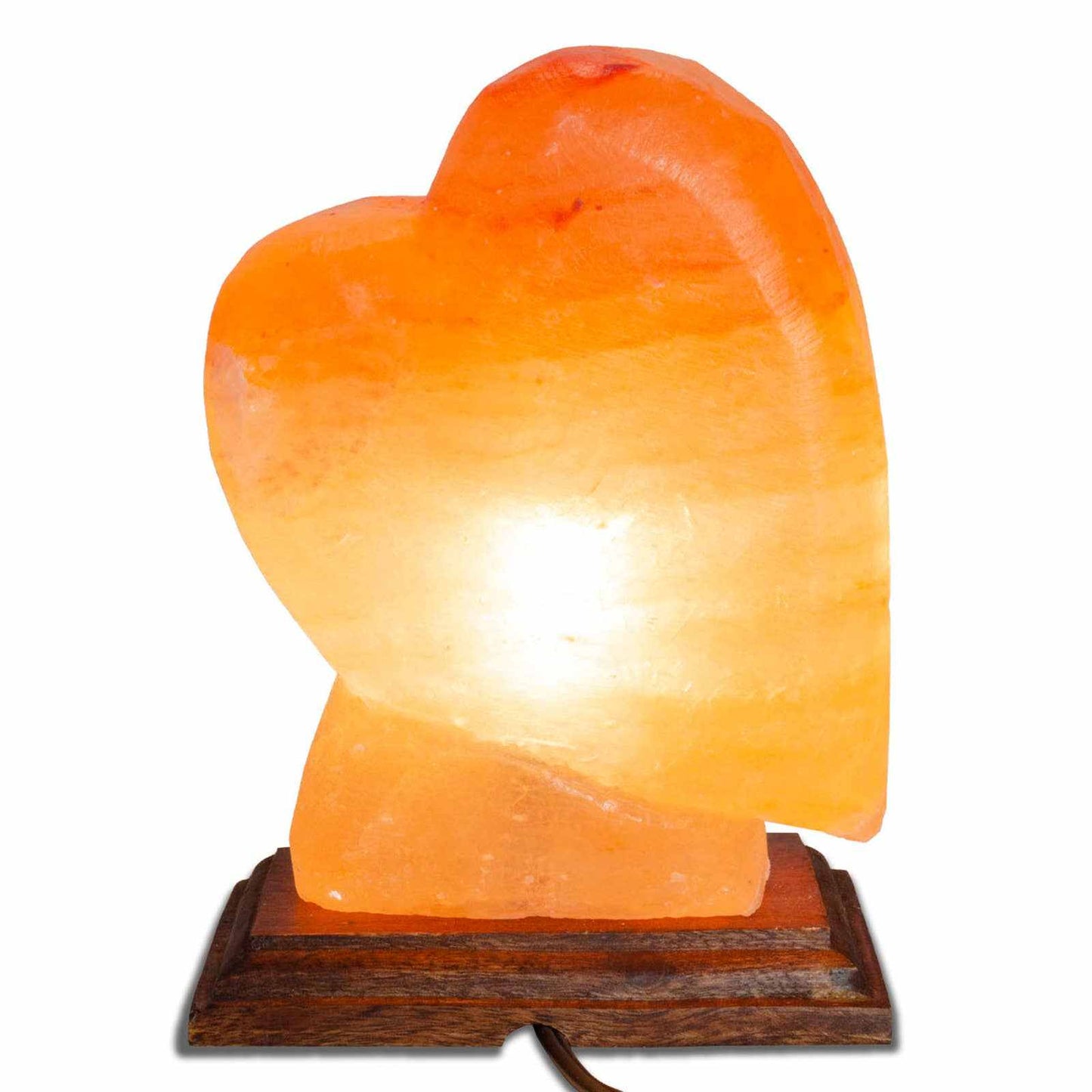 Lámpara de sal en forma de corazón - 10" promedio - Cable, foco, regulador de intensidad