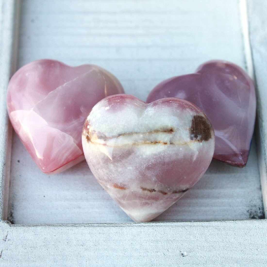 Corazón de ónix rosa – Piedra pulida de 3,8 cm para el amor, la curación y la decoración