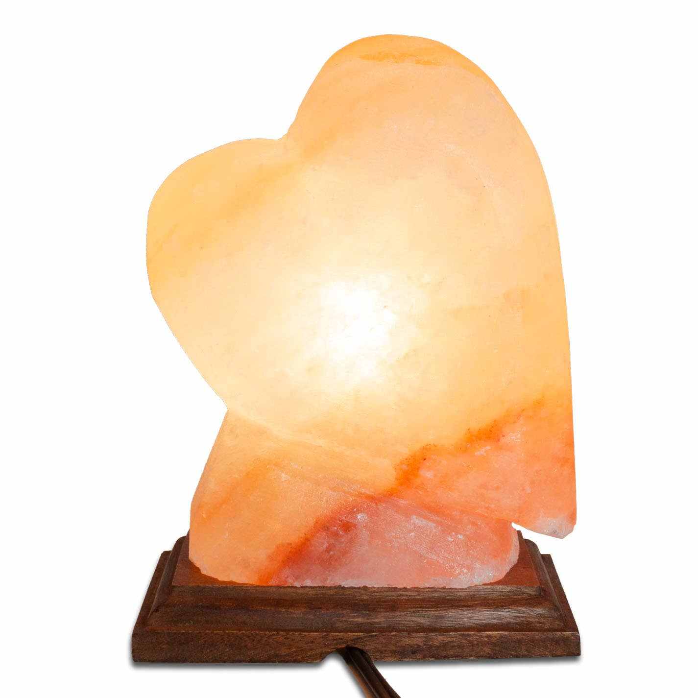 Lámpara de sal en forma de corazón - 10" promedio - Cable, foco, regulador de intensidad
