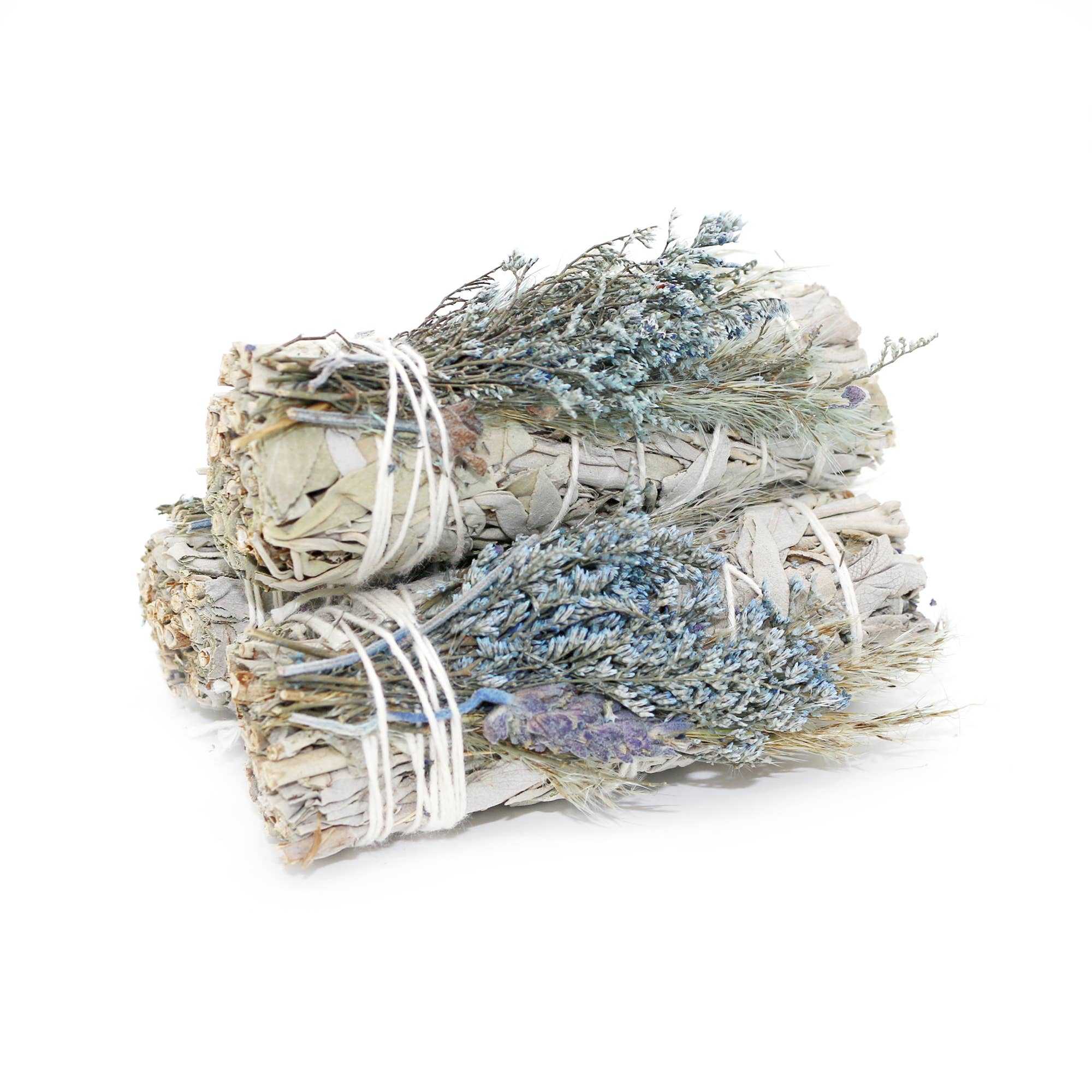 Manojo de salvia blanca floral "Ramo Azul" para sahumerios (10 cm)