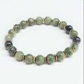 Pulsera de Cuentas Redondas de Jade con Separador Dorado de 8 mm - Abundancia Serena