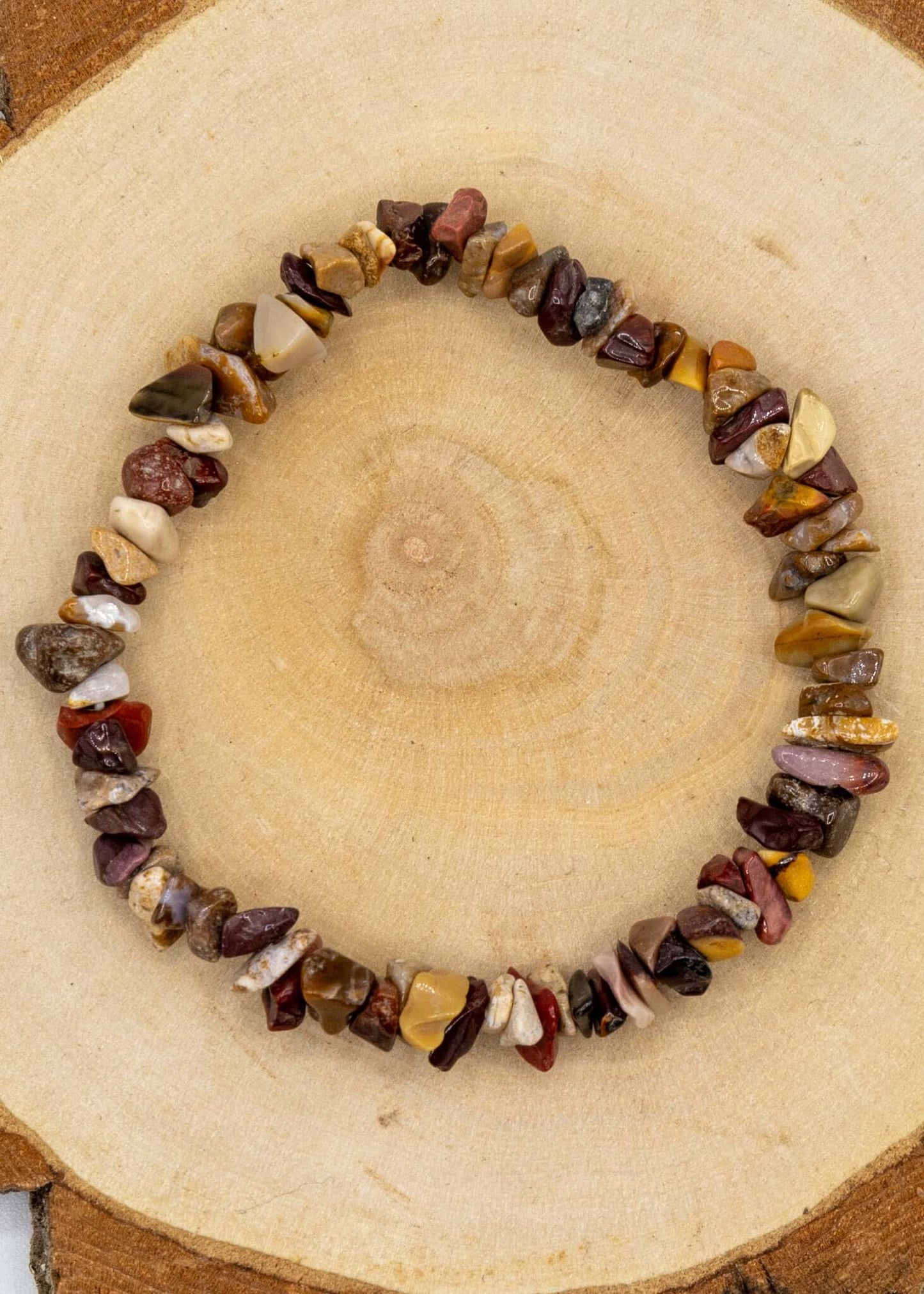 Pulsera elástica de chips de jaspe Mookaite