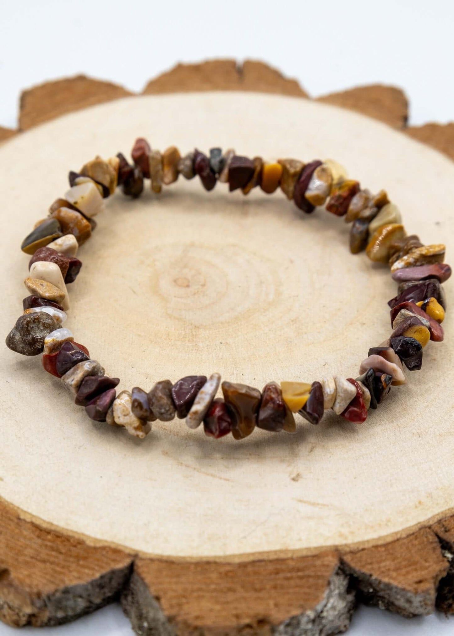 Pulsera elástica de chips de jaspe Mookaite