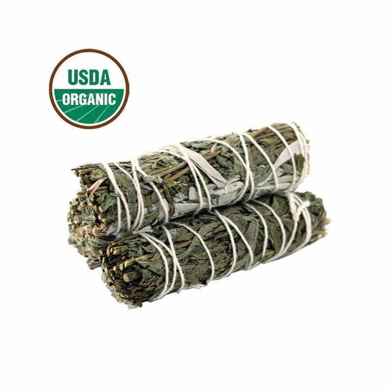 Atado de Artemisa y Salvia Blanca Orgánica para Sahumar (10 cm)