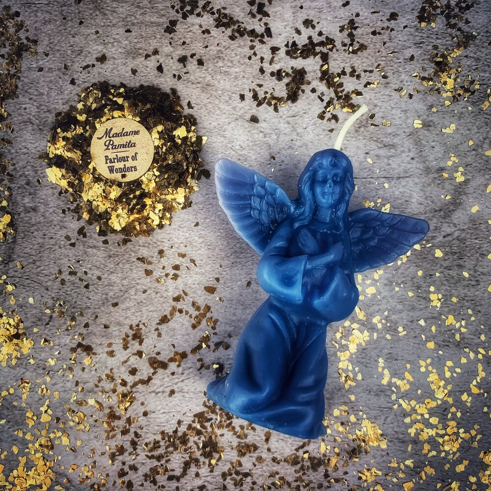 Vela de Cera de Abeja con Ángel - Magia para Conectar con Guías Espirituales y Bendiciones Divinas