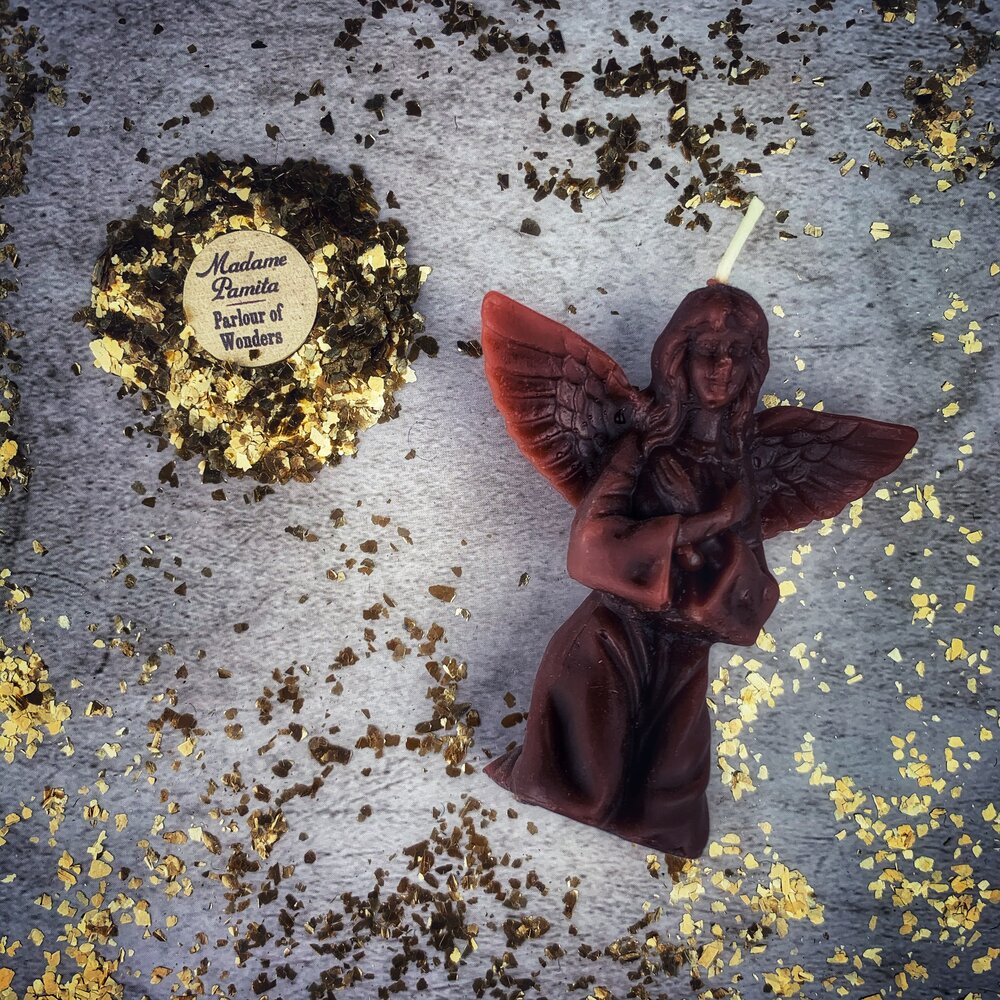 Vela de Cera de Abeja con Ángel - Magia para Conectar con Guías Espirituales y Bendiciones Divinas