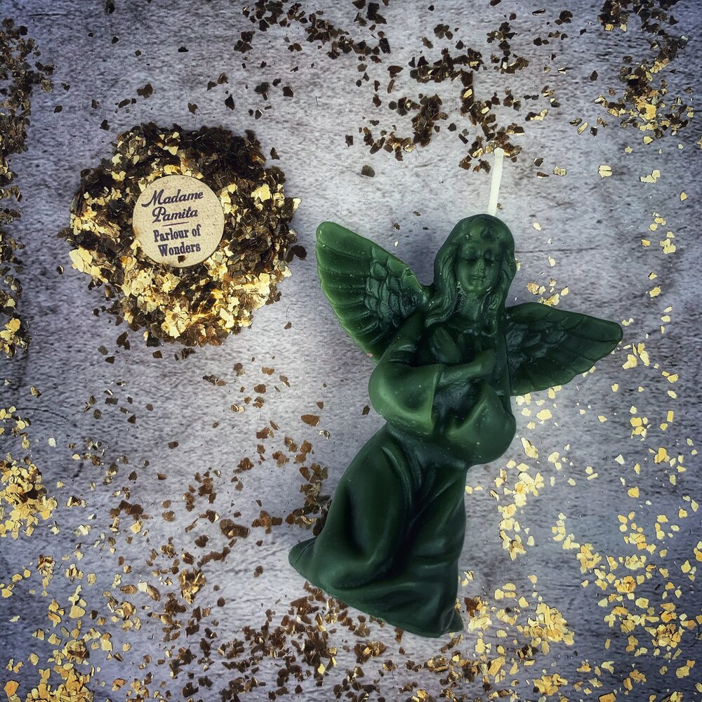 Vela de Cera de Abeja con Ángel - Magia para Conectar con Guías Espirituales y Bendiciones Divinas