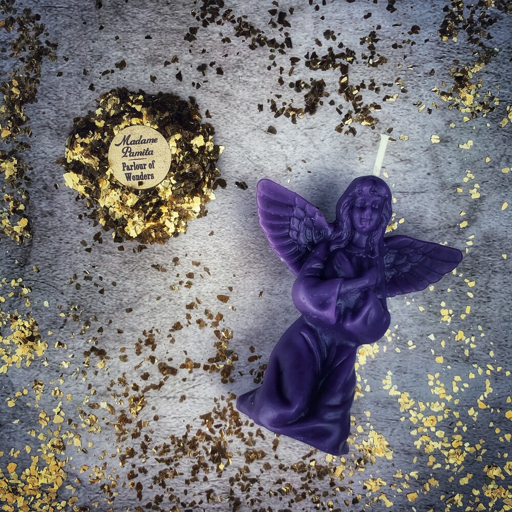 Vela de Cera de Abeja con Ángel - Magia para Conectar con Guías Espirituales y Bendiciones Divinas