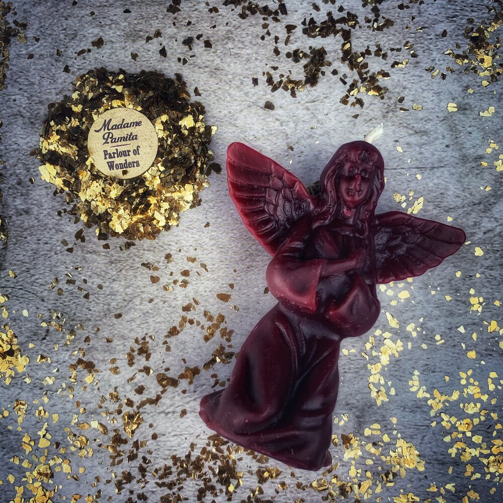 Vela de Cera de Abeja con Ángel - Magia para Conectar con Guías Espirituales y Bendiciones Divinas