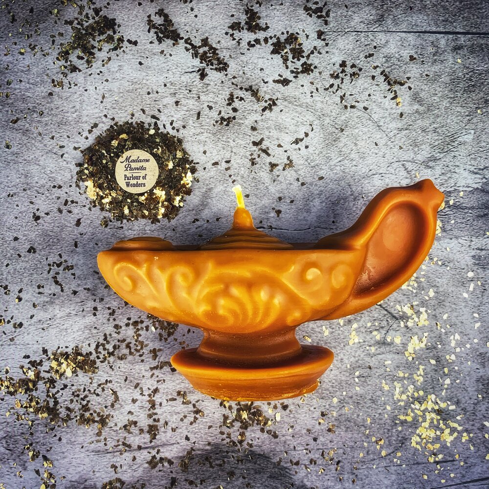 Vela de cera de abeja Lámpara de Aladino - Manifestación de deseos y Magia de Tres Deseos