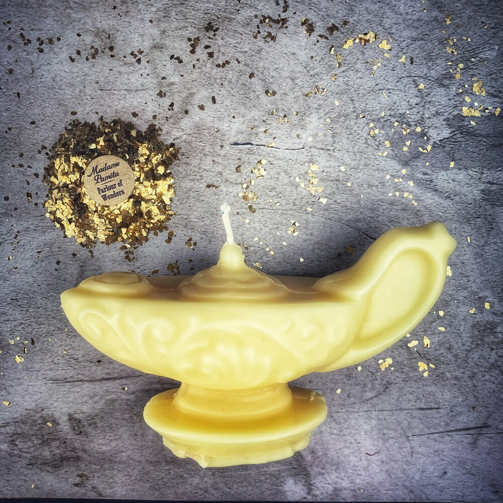 Vela de cera de abeja Lámpara de Aladino - Manifestación de deseos y Magia de Tres Deseos
