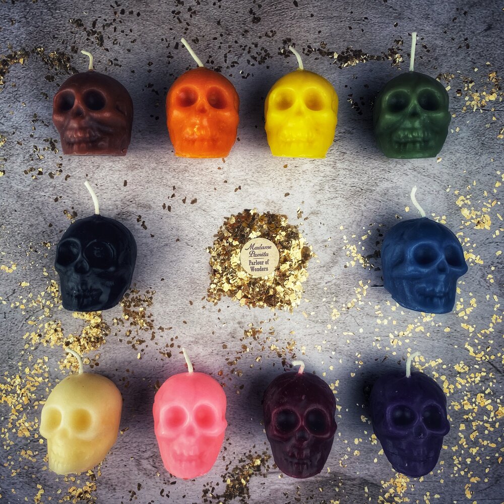 Vela Mágica de Calavera Pequeña de Cera de Abeja - Influencia Mental y Sabiduría Ancestral