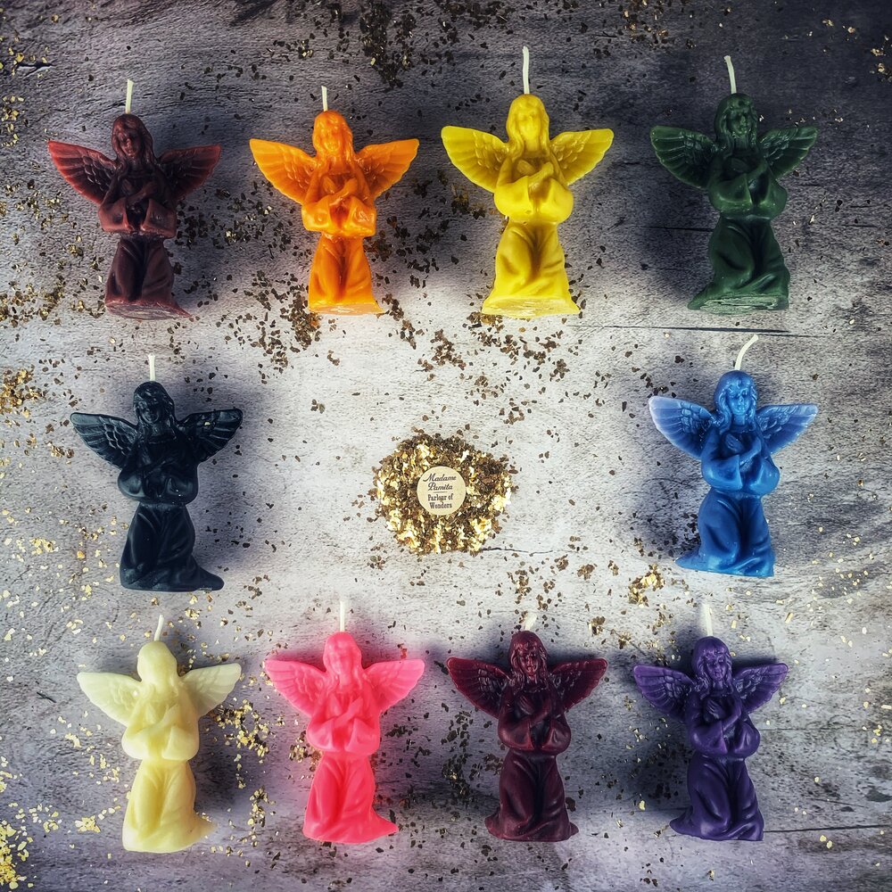 Vela de Cera de Abeja con Ángel - Magia para Conectar con Guías Espirituales y Bendiciones Divinas