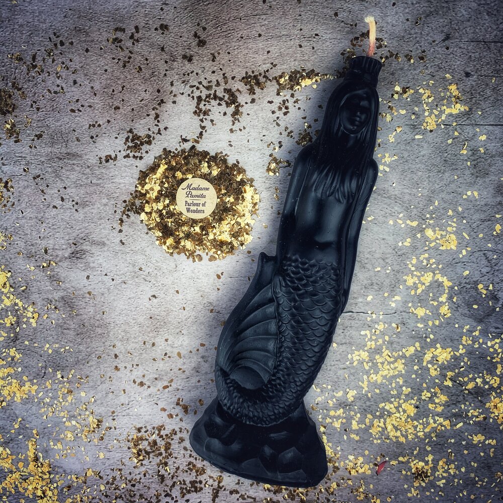 Vela de cera de abejas "Magia de sirena" - Magia de amor, belleza y diosas del agua