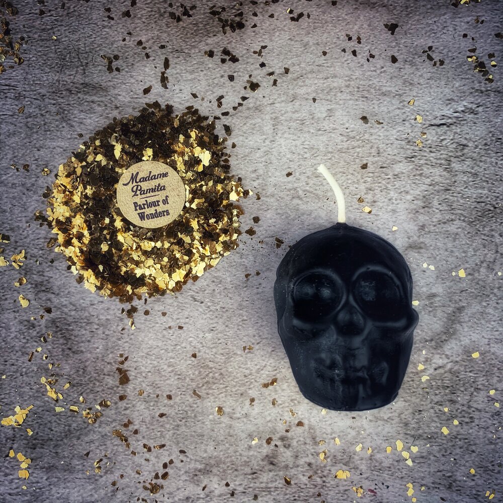 Vela Mágica de Calavera Pequeña de Cera de Abeja - Influencia Mental y Sabiduría Ancestral