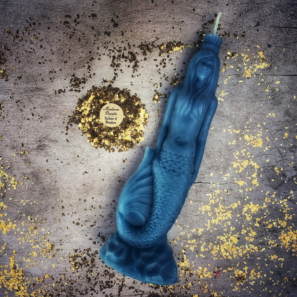 Vela de cera de abejas "Magia de sirena" - Magia de amor, belleza y diosas del agua