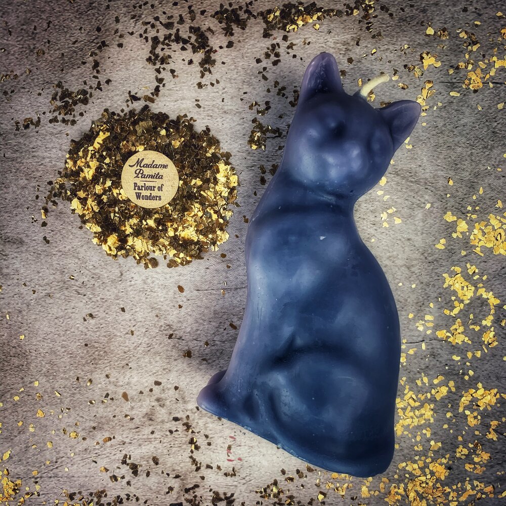 Vela Mágica Gato de la Suerte de Cera de Abeja - Acción Rápida y Magia de Manifestación