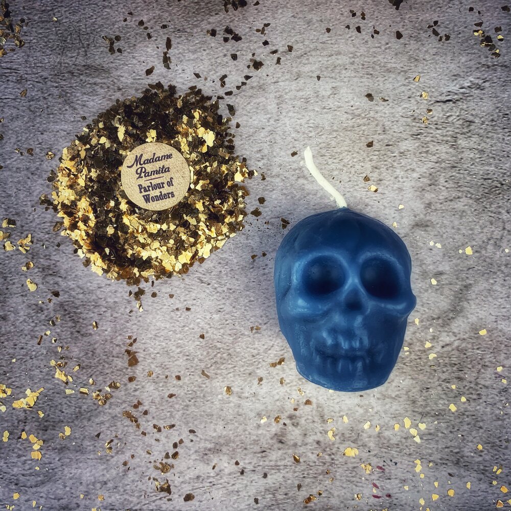 Vela Mágica de Calavera Pequeña de Cera de Abeja - Influencia Mental y Sabiduría Ancestral