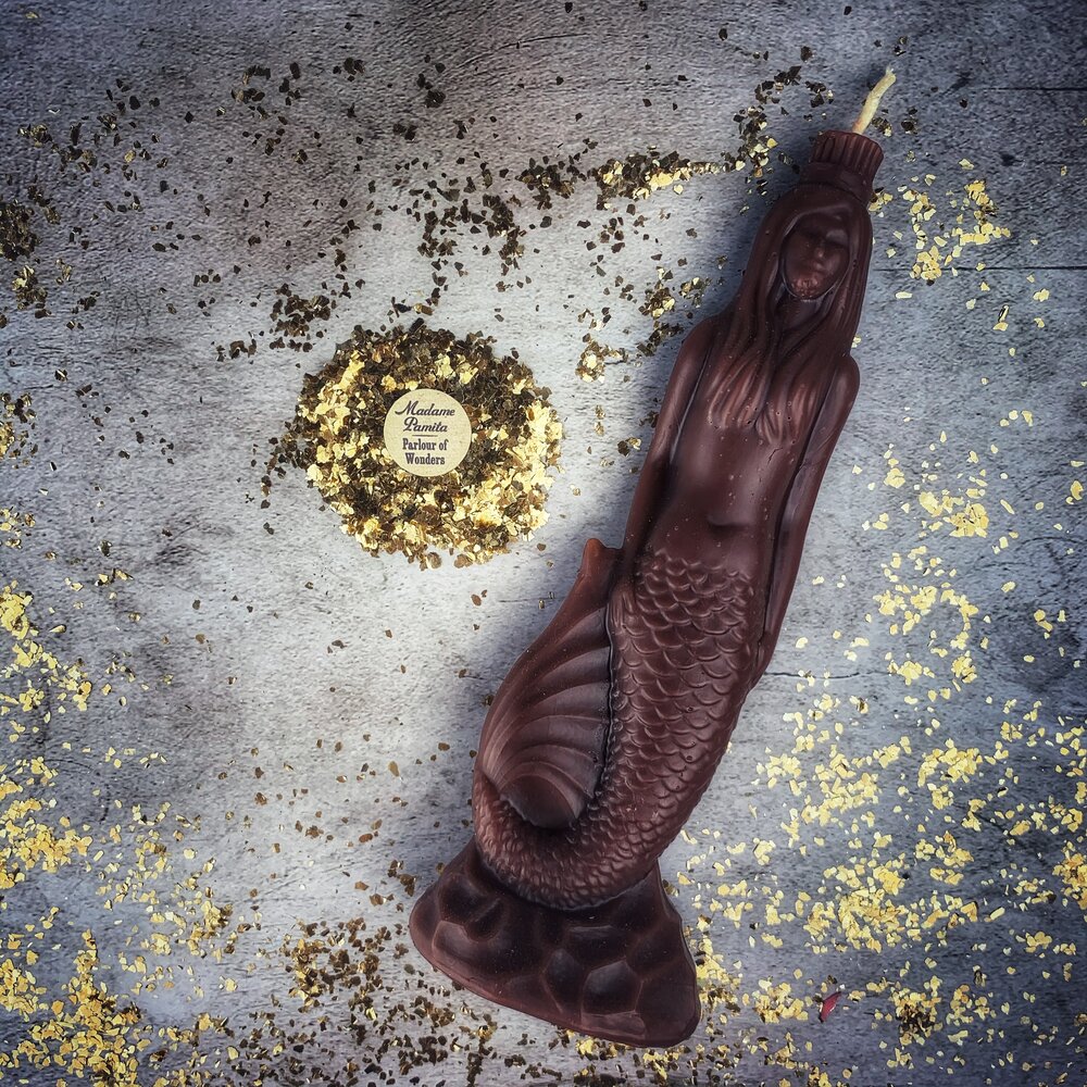 Vela de cera de abejas "Magia de sirena" - Magia de amor, belleza y diosas del agua