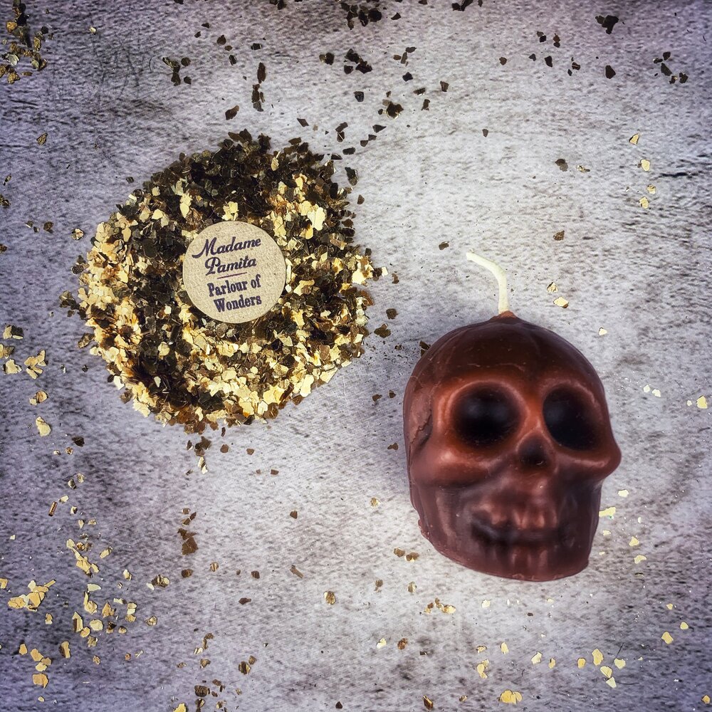 Vela Mágica de Calavera Pequeña de Cera de Abeja - Influencia Mental y Sabiduría Ancestral