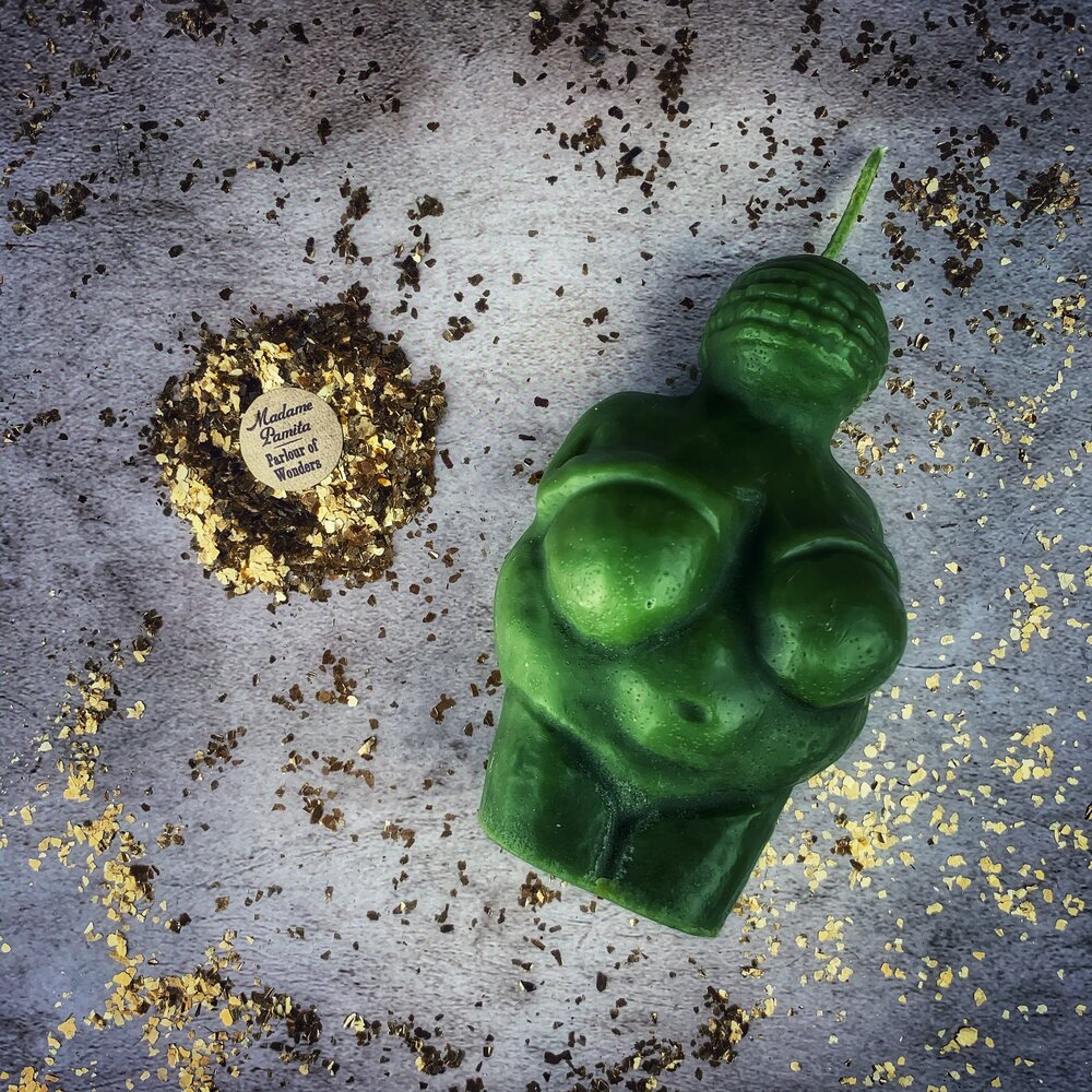 Kit de hechizos de velas de la Diosa de Willendorf - Magia de Poder Femenino y Fertilidad