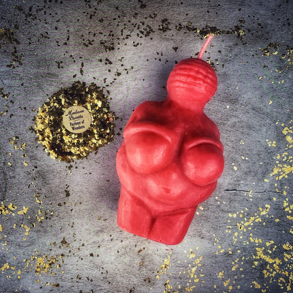 Kit de hechizos de velas de la Diosa de Willendorf - Magia de Poder Femenino y Fertilidad