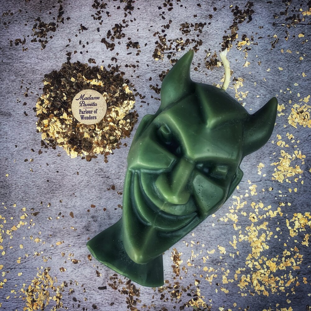 Beeswax Run Devil Run Spell Candle - Banish Evil & Invoke Trickster Magic
