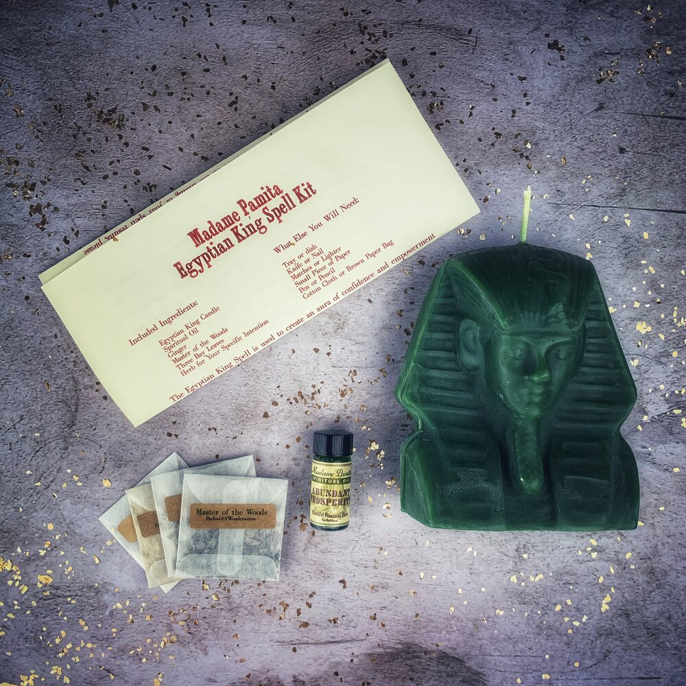 Kit de hechizos con vela de Rey Egipcio - Poder, Magnetismo y Magia Faraónica