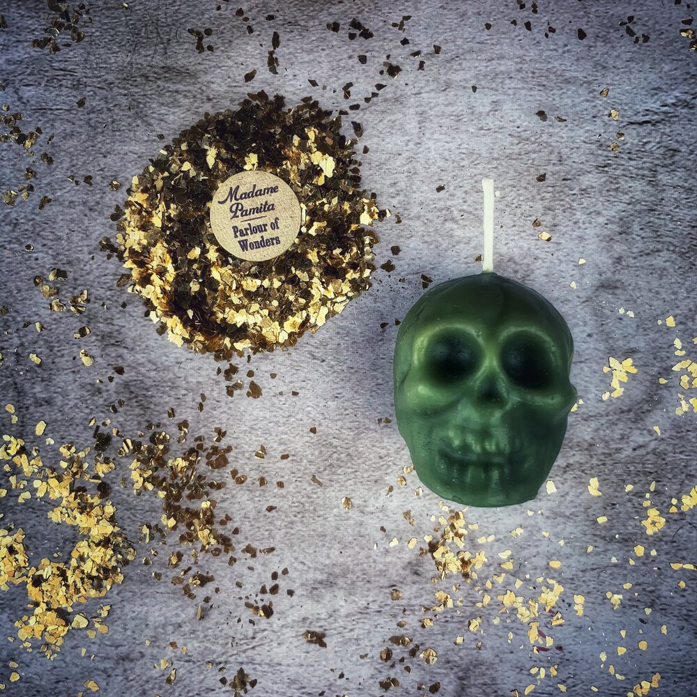 Vela Mágica de Calavera Pequeña de Cera de Abeja - Influencia Mental y Sabiduría Ancestral
