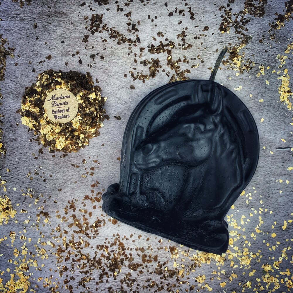 Vela Hechizo Herradura de la Suerte de Cera de Abejas - Magia de Suerte y Poder