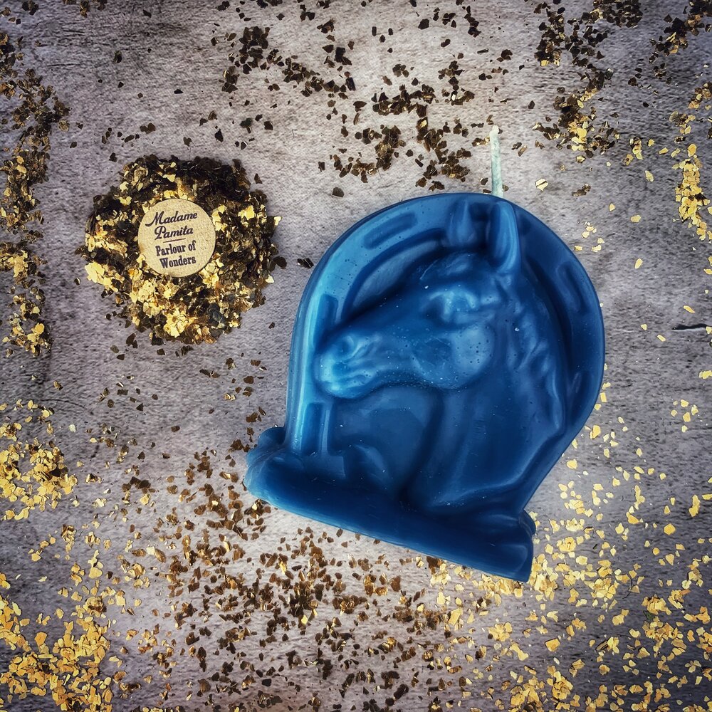 Vela Hechizo Herradura de la Suerte de Cera de Abejas - Magia de Suerte y Poder