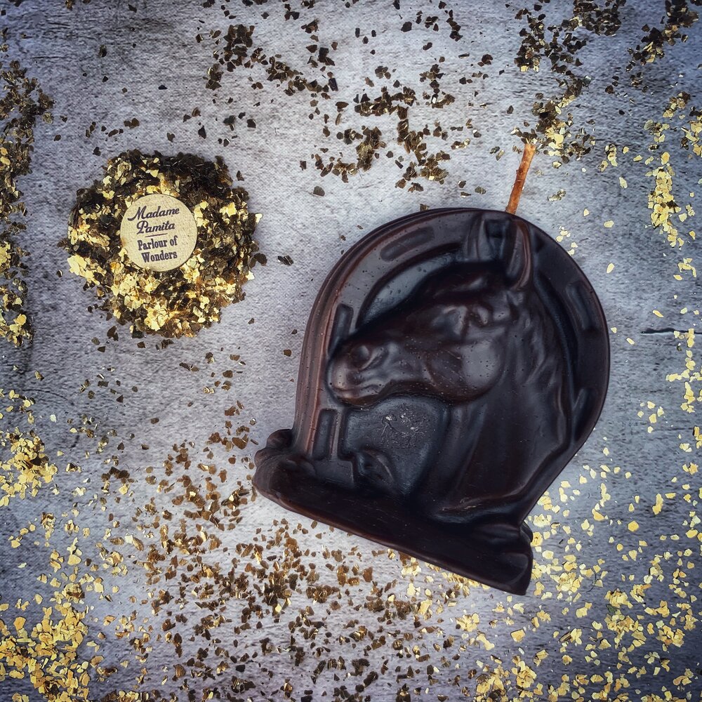 Vela Hechizo Herradura de la Suerte de Cera de Abejas - Magia de Suerte y Poder