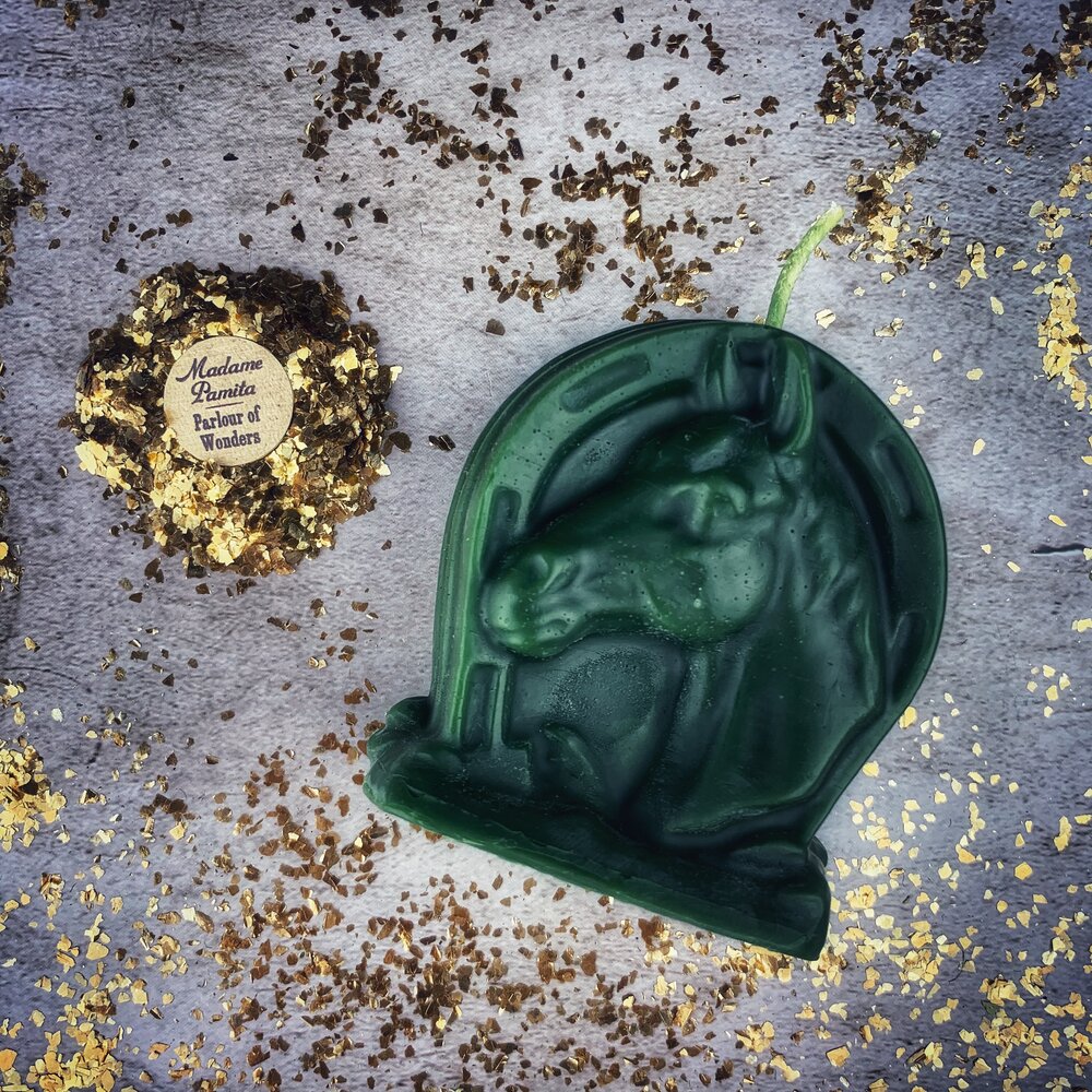 Vela Hechizo Herradura de la Suerte de Cera de Abejas - Magia de Suerte y Poder