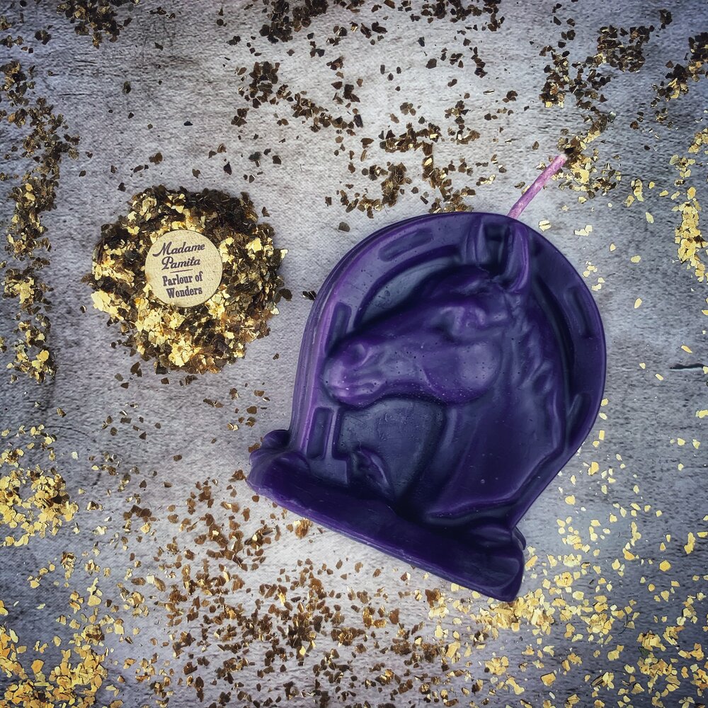 Vela Hechizo Herradura de la Suerte de Cera de Abejas - Magia de Suerte y Poder